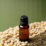 Ingredients like soy beans and essential oil bottle
